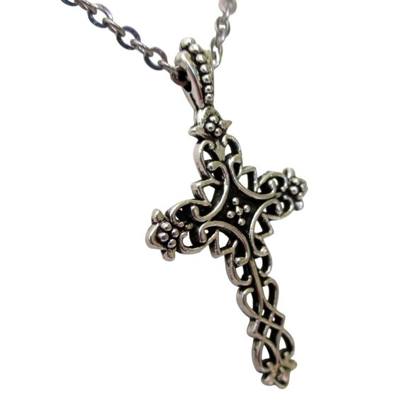 New Intricate Cross Pendant Necklace - 19" Stainless Chain - Gift Boxed - Picture 2 of 8